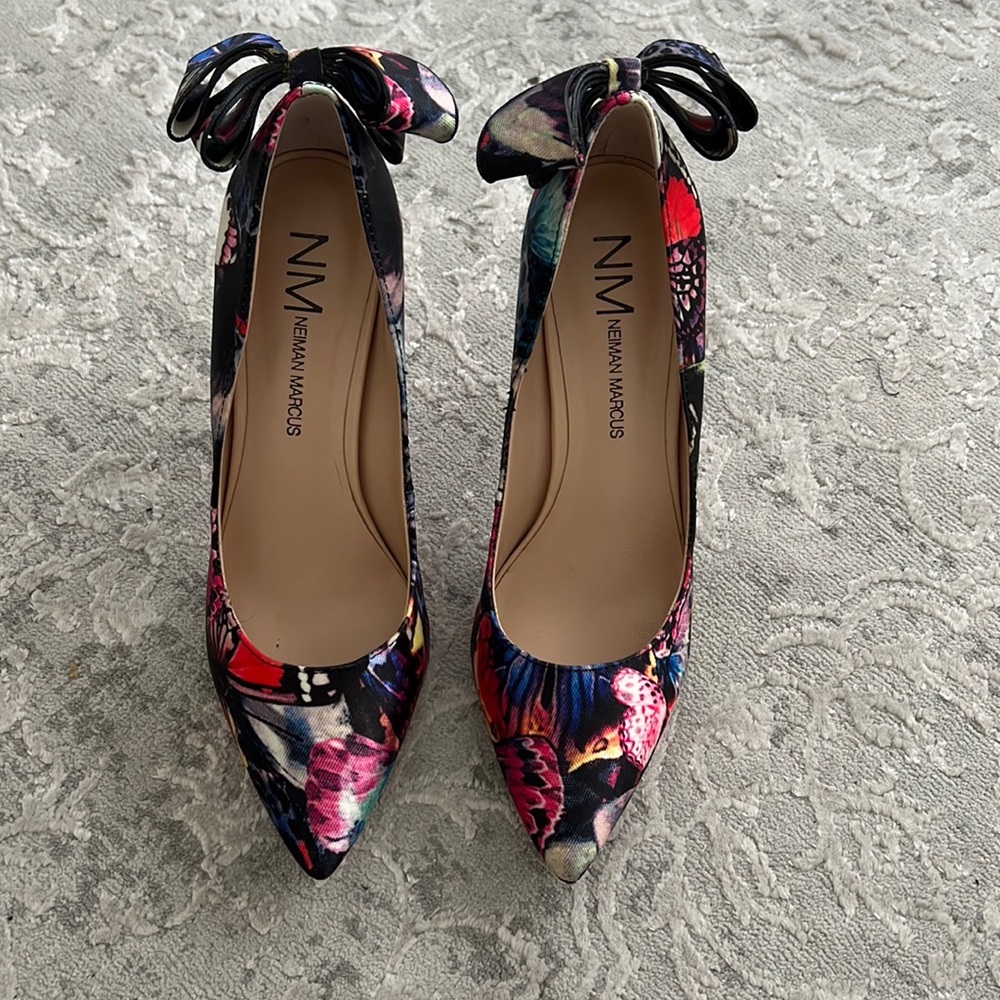 Neiman Marcus Colorful Verity Butterfly Bow Pumps